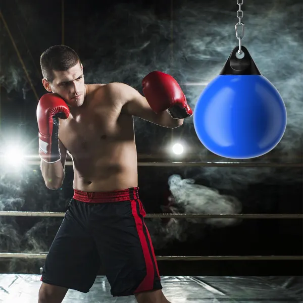 Saco de Boxeo con Agua Bolsa de Golpeo Pesada de 45 cm 50 kg con Cadena de Metal Ajustable Entrenamiento para Adultos y Niños