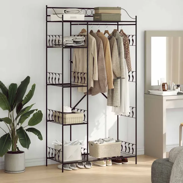 Guarda-roupa Aberto com prateleira Preto 101 x 43 x 188 cm Aço