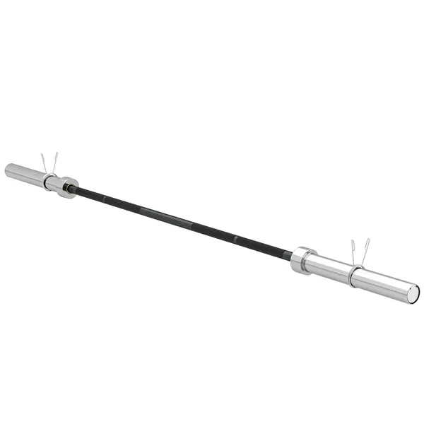 Barra de Pesos de Aço180 cm Ø50 mm com 2 Grampos Carga 200 kg Barra Olimpica para Discos de Ø5 cm Treino em Ginásio Casa Prata e Preto