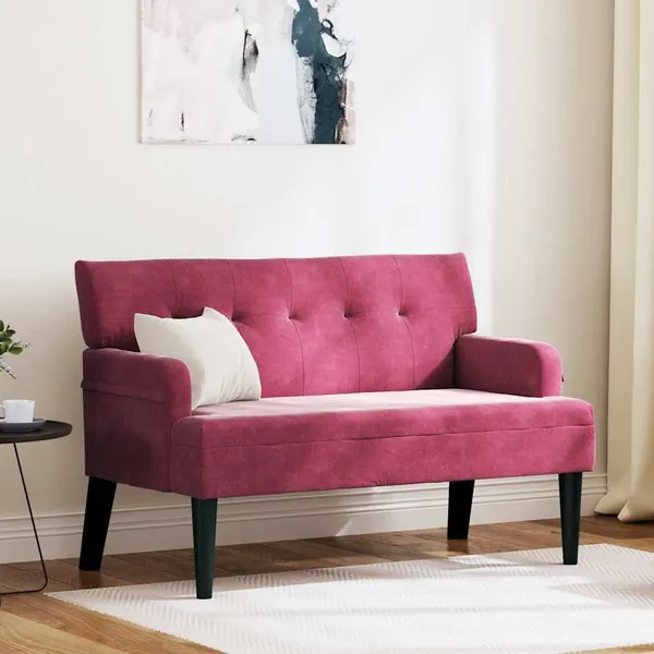 Banco Chesterfield Vinho Vermelho 112 x 65,5 x 75 cm Veludo