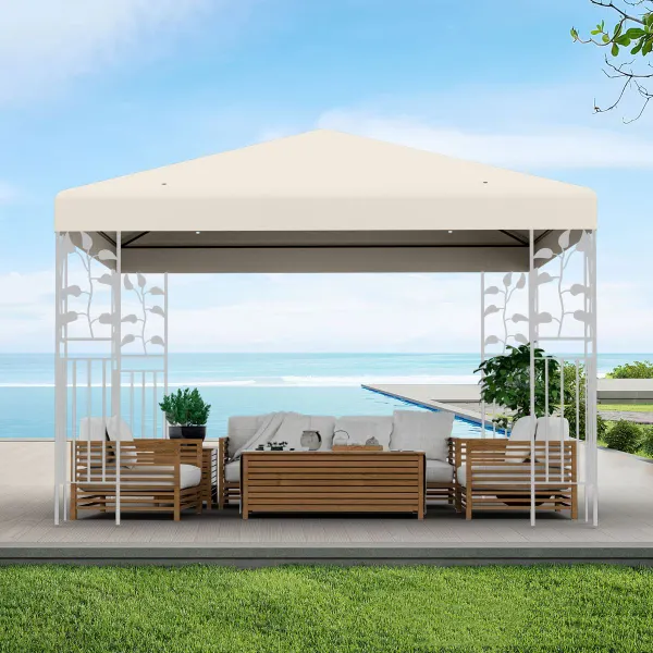 Toile de Remplacement pour Pergola 300 x 300 cm en Polyester avec Velcro et Trous de Drainage