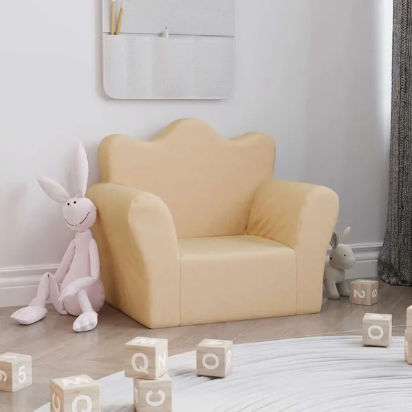 Sofá infantil peluche macio creme
