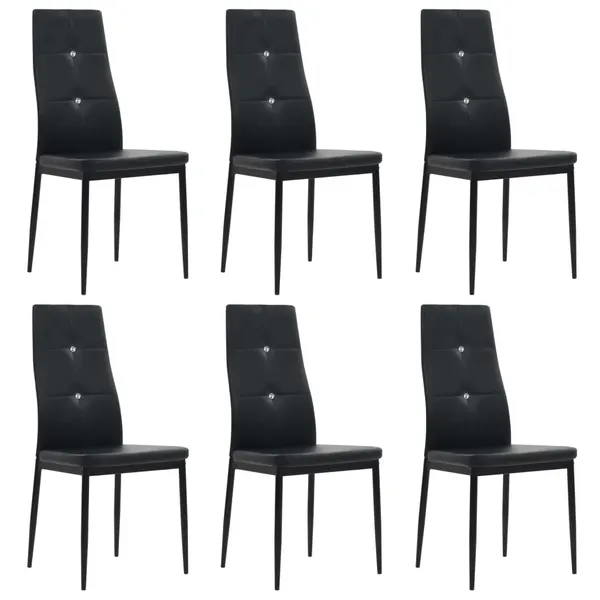 Cadeiras de jantar 6 pcs couro artificial preto