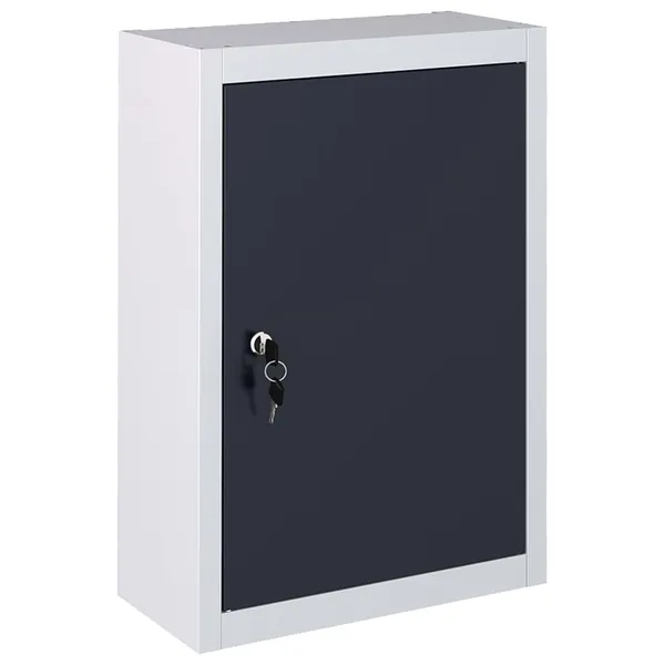 Armário ferramentas industrial de parede metal cinzento e preto