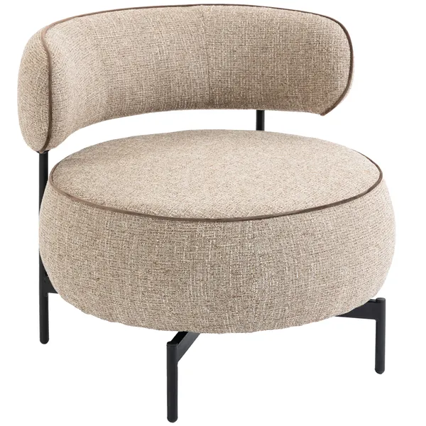 Poltrona de Sala com Assento Rotativo Poltrona de Sala Revestida em Tecido Linho com Assento Amplo Acolchoado Espesso Pés de Metal para Quarto Leitura Bege