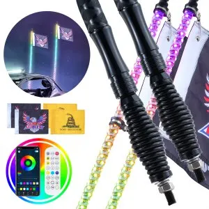 2 Chicotes LED RGB 1,2 m com controlo remoto e aplicação