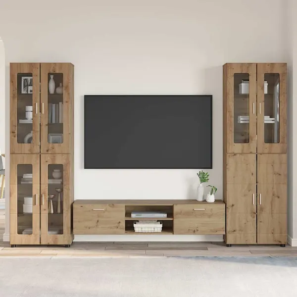 Conjunto de móvel de TV FLORIN 3 pcs Carvalho Artesanal