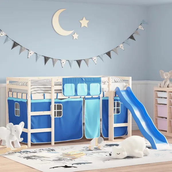 Cortinas para cama elevada poliéster azul