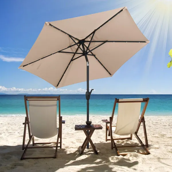 Guarda-sol com Luzes LED Solares e Sistema de Inclinação 230x230x225 cm