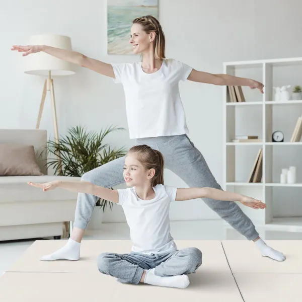 Tapis de Fitness Pliable 3 Panneaux Léger Portable avec 2 Poignées 180x60x5cm