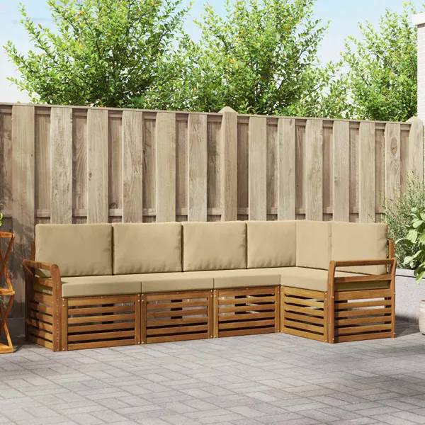 Conjunto de Sofá Sectional com almofada 5 pcs Natural e Bege