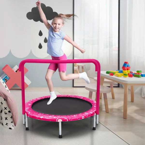 Cama Elástica Plegable 92 cm para Niños Mini Trampolín con Cobertura Acolchada de Seguridad