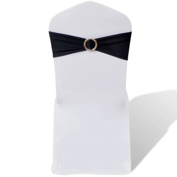 Banda decorativa para cadeira, elástico, em preto com fivela diamante