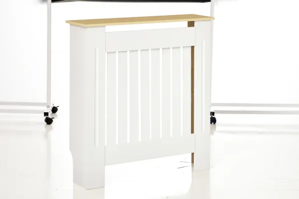 Cobertura Radiador 78x19x83cm Cobertura Radiador de MDF e Melamina de Madeira com Dispositivo Anti-Rolamento Desenho Moderno para Sala de Estar Dormitório Branco