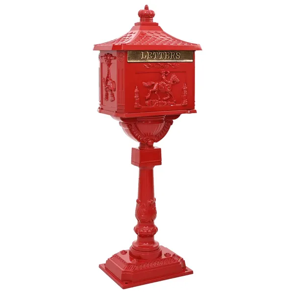 Caixa de Correio de Pé com porta Vermelho 42,5 x 29,5 x 117 cm