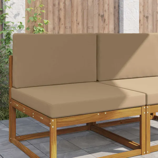 Almofada para Sofá Externo 2 pcs Cinzento-acastanhado Poliéster