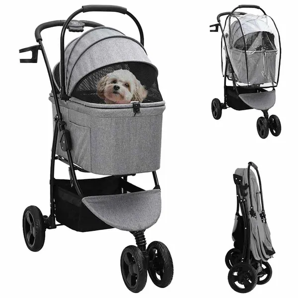Carrinho de Pet Dobrável Cinzeto 78 x 54 x 101 cm Poliéster