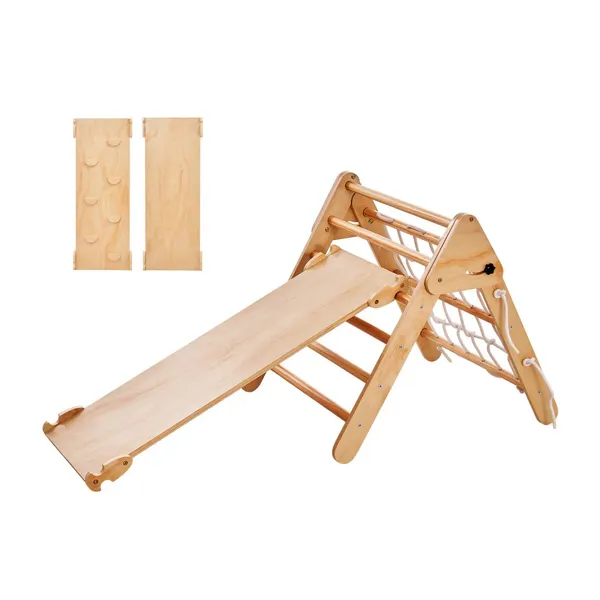Conjunto triângulo Pikler 4 em 1 brinquedos escalada madeira