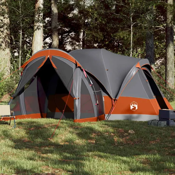 Tenda familiar tipi para 8 pessoas impermeável cinza/laranja