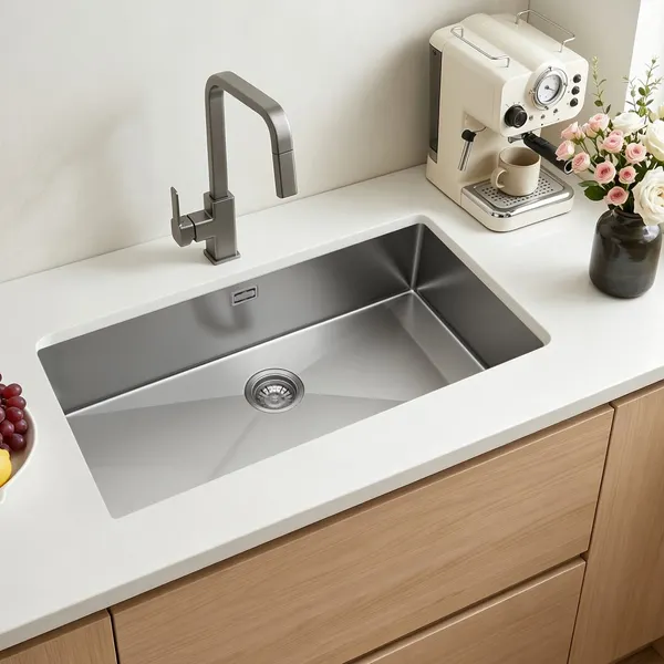 Pia cozinha inox 85 cm encastre farmhouse
