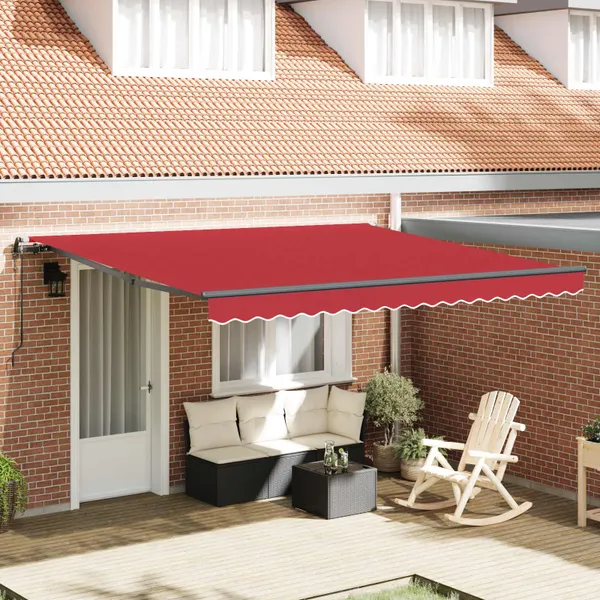 Toldo Retrátil Vermelho 400 × 350 cm Tecido e Alumínio