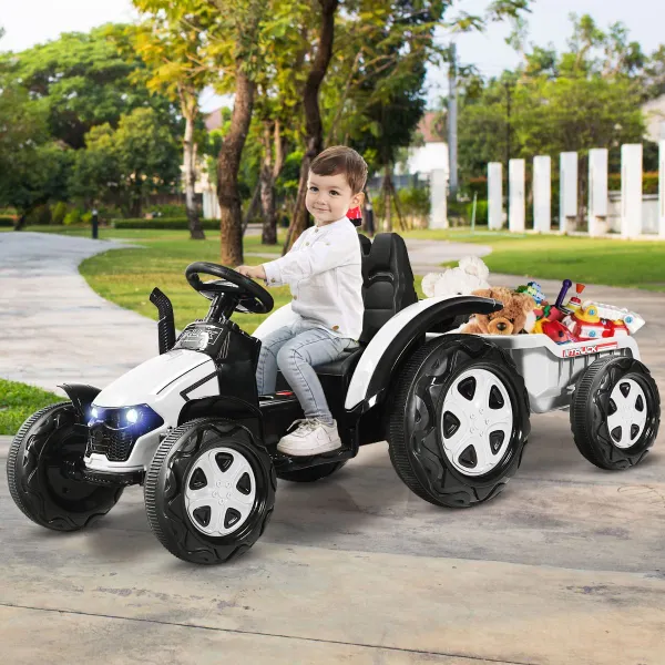 Tractor Eléctrico com Reboque para Crianças 3-8 Anos Comando 2,4 GHz