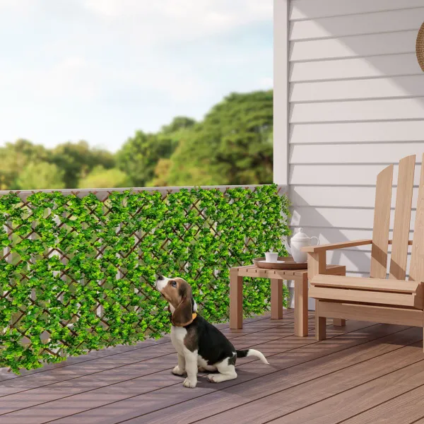 Painel de Sebe Expansível 180 x 90 cm com Hera Artificial e Eucalipto Verde