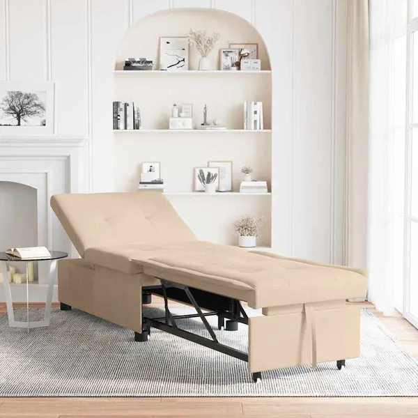 Sofá-cama retrátil Creme 194 x 67 x 82 cm Microfibra