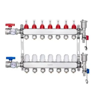 Colector radial aquecimento piso 7 ramificações 1.27cm tubo PEX
