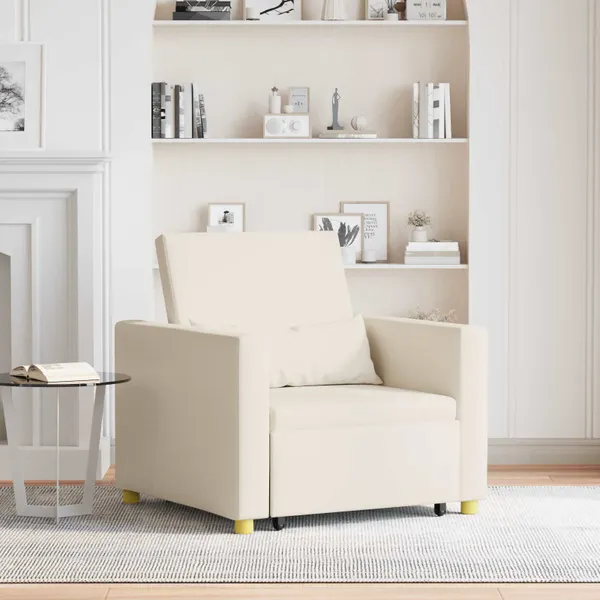 Sofá-camas retrátil individual Branco creme 90 x 165 x 87 cm