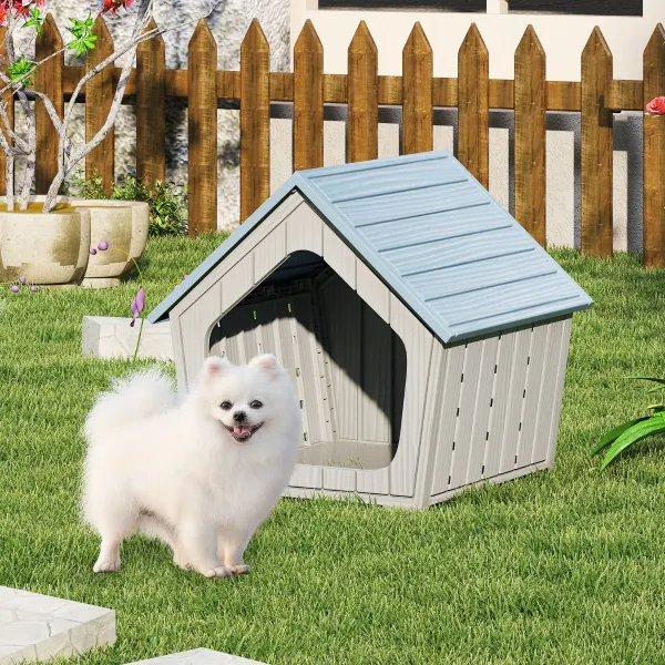 Abri pour Chats Intérieur et Extérieur avec Ventilation et Toit Incliné Bleu