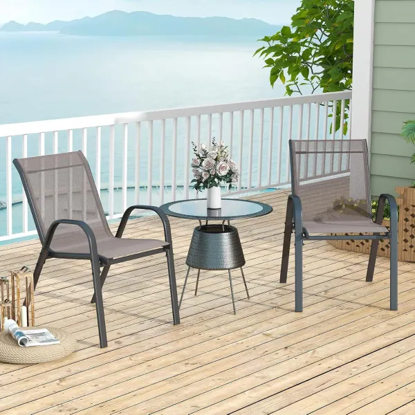 Ensemble de 2/4 Chaises de Jardin Empilables Tissu Respirant Structure Métal 55x67x83cm