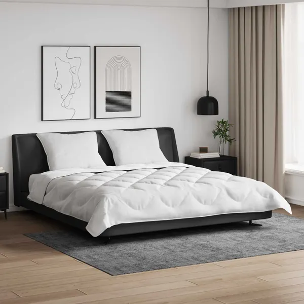 Conjunto de Edredom 3 pcs Branco Microfibra e Penas de Ganso