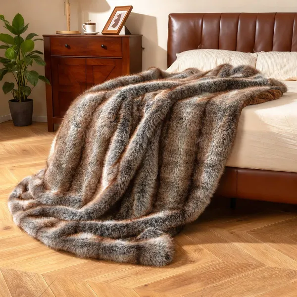 Manta de Pele Sintética Raposa Macia Luxuosa 153 x 203 cm