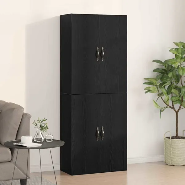 Armário de Parede 2 pcs Carvalho Preto 69,5 x 34 x 90 cm