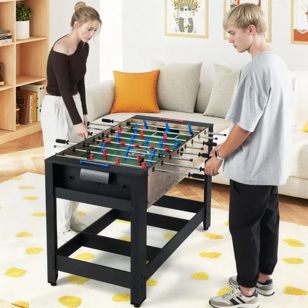 Table de Jeu 2 en 1 Pivotante Babyfoot et Billard 122 cm - Accessoires Complets Inclus