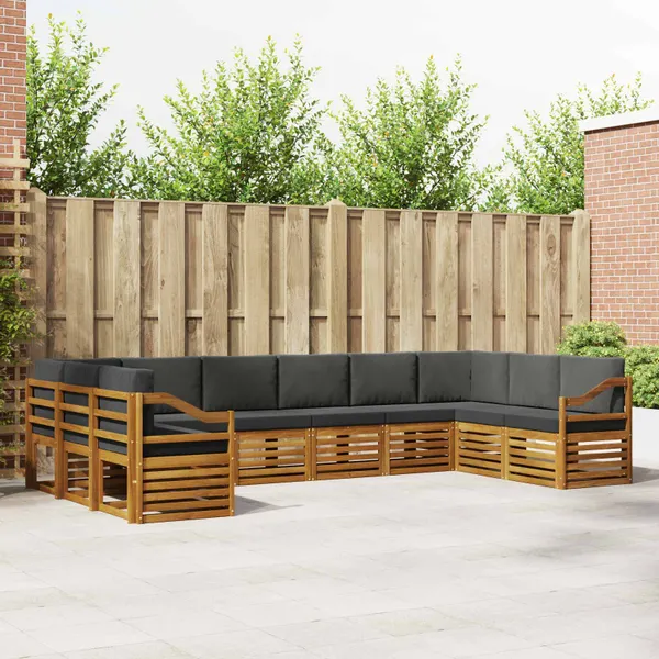 Conjunto de Sofá Sectional 10 pcs Natural e Antracite