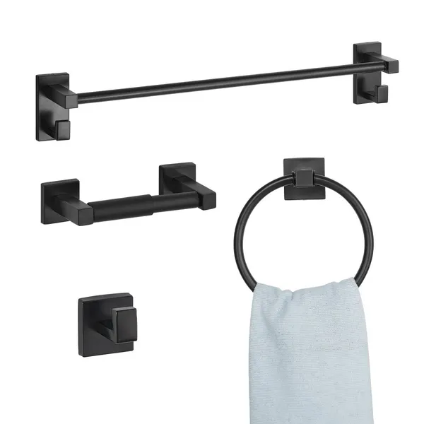 Acessórios casa banho aço inox 4 peças preto