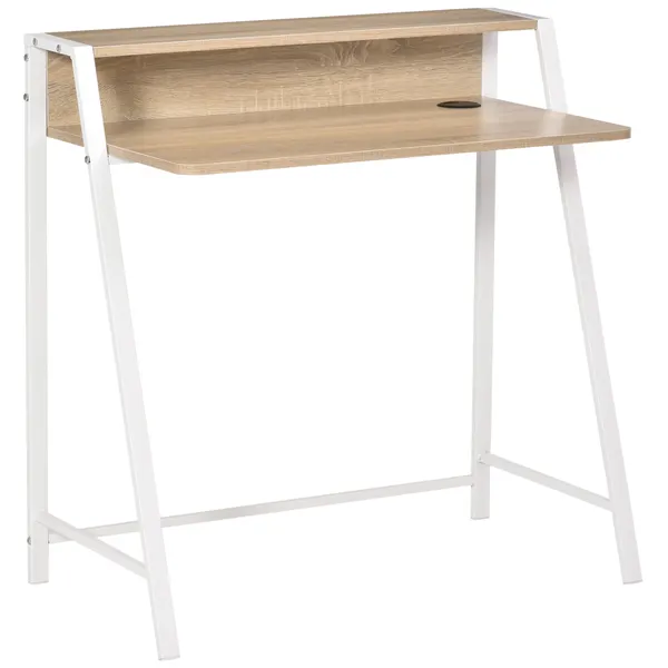 Essenza Mesa de Computador 84x45x85cm com Bancada de Madeira e Pés de Metal Carvalho e Branco