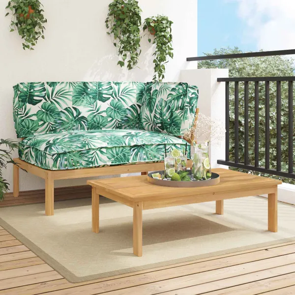 Conjunto de Sofás com almofada Folha 2 pcs Padrão de Folhas