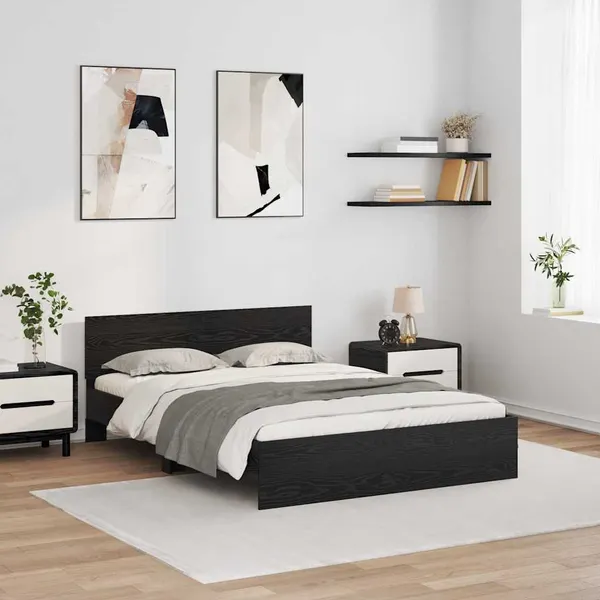 Estrutura da Cama com cabeceira Carvalho Preto 120 x 190 cm