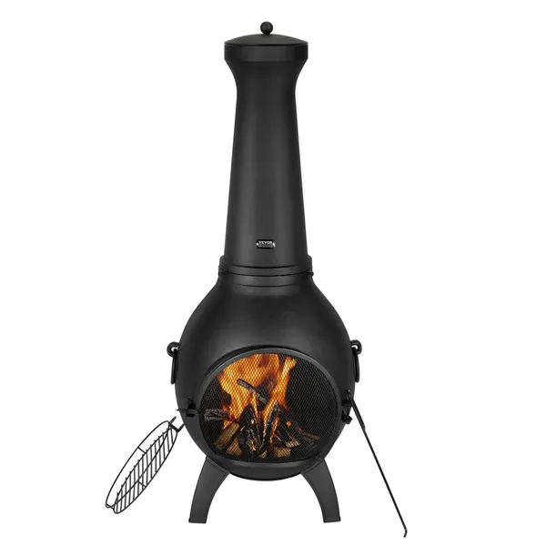 Chiminea 22" esférica madeira com grelha e cobertura