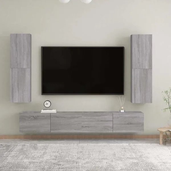 Móvel para TV de parede 30,5x30x110 cm cinzento sonoma
