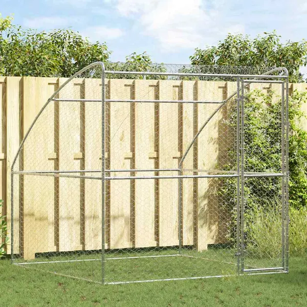 Canil de Cachorro Prateado 2 x 2 x 2 m Aço galvanizado