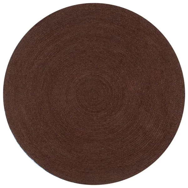 Tapete artesanal em juta redondo 90 cm castanho