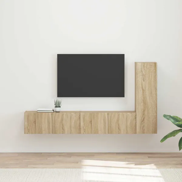 Conjunto de móvel de TV Montado na parede 3 pcs Carvalho Sonoma