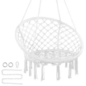 Cadeira de rede macramé 330 lbs com acessórios fixação