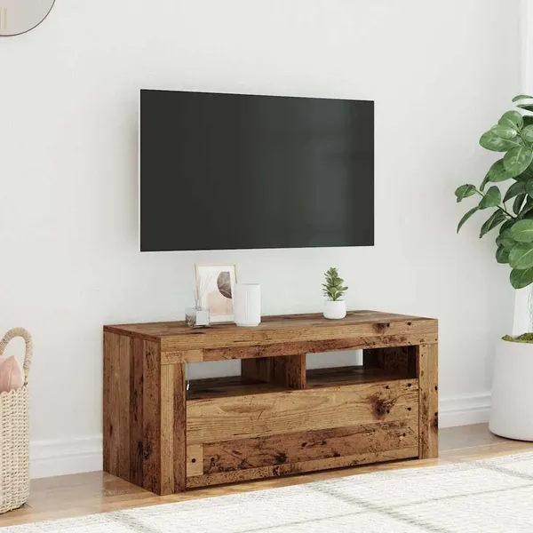 Móvel de TV com luzes LED derivados de madeira madeira velha