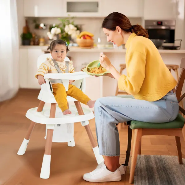 Silla Alta Convertible para Bebé 16-en-1 con Bandeja Extraíble y Arnés de 5 Puntos