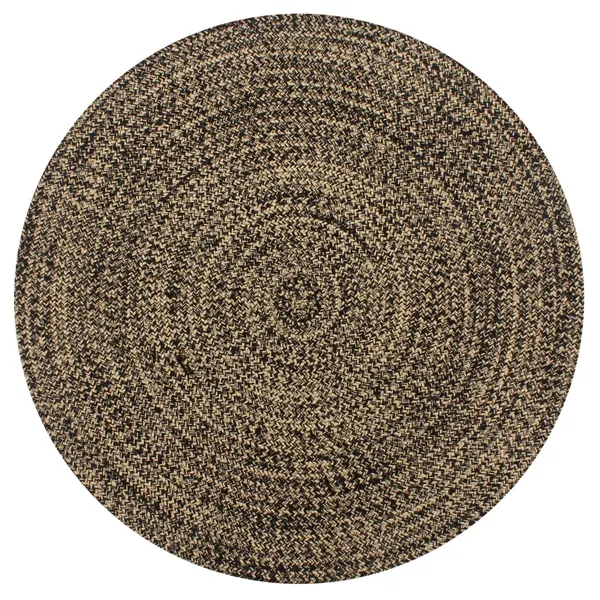 Tapete artesanal en yute negro y natural 150 cm